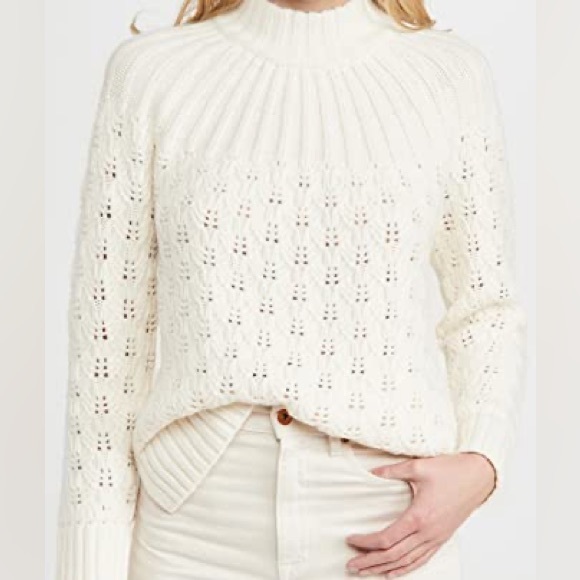 Madewell Sweaters - Madewell XS Ivory pointelle knit sweater mock neck